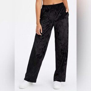 NWT Fabletics Go-To Crushed Velour Velvet Wide Leg Elastic Pull on Pants Tall LG